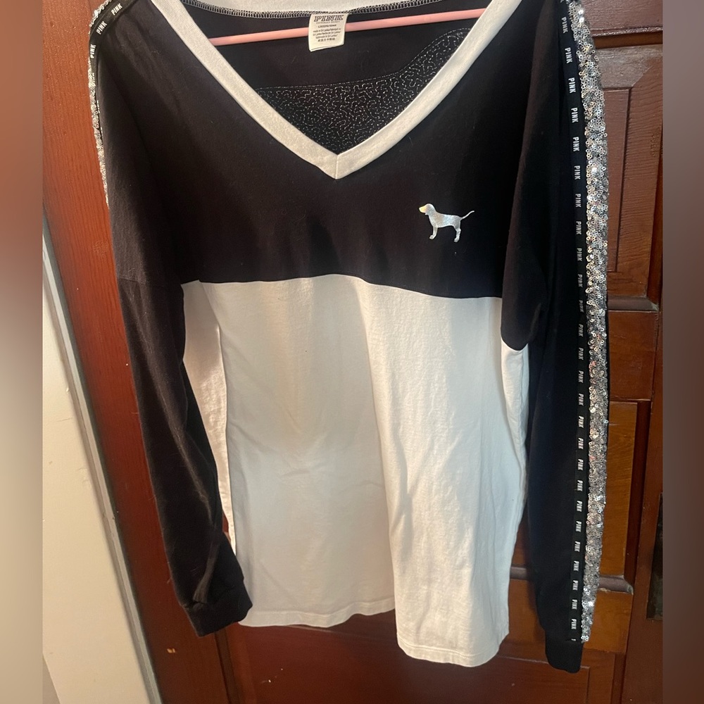 Sequin sleeve VS pink long sleeve